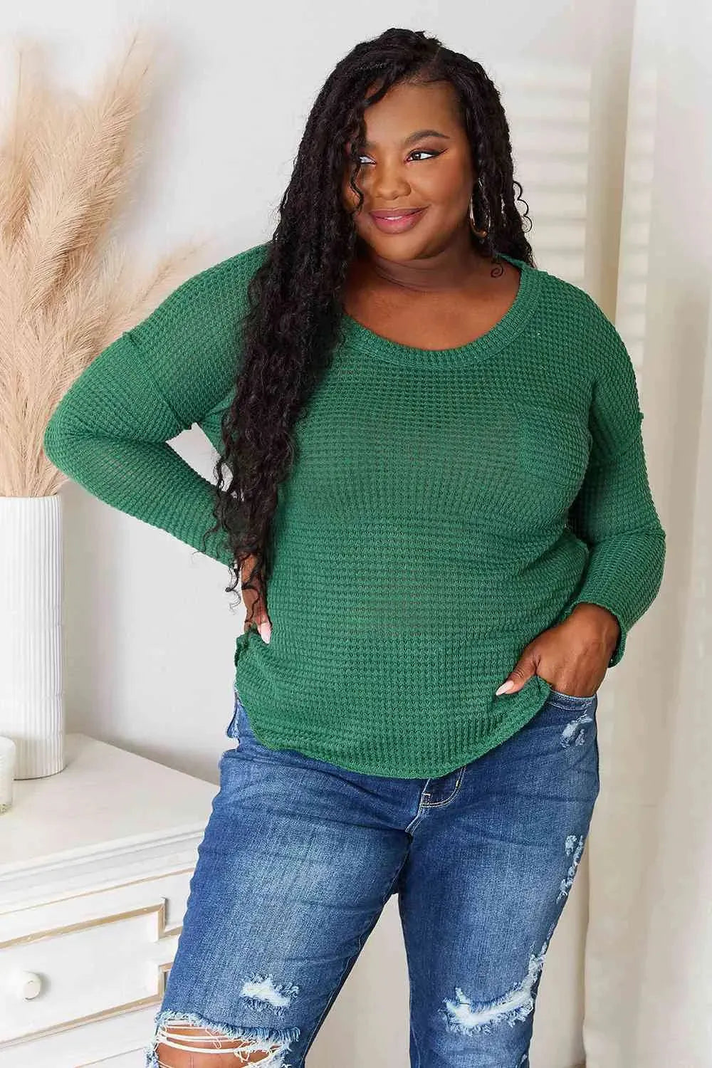 Culture Code Full Size Scoop Neck Patch Pocket Top Blouses - Tophatter Daily Deals